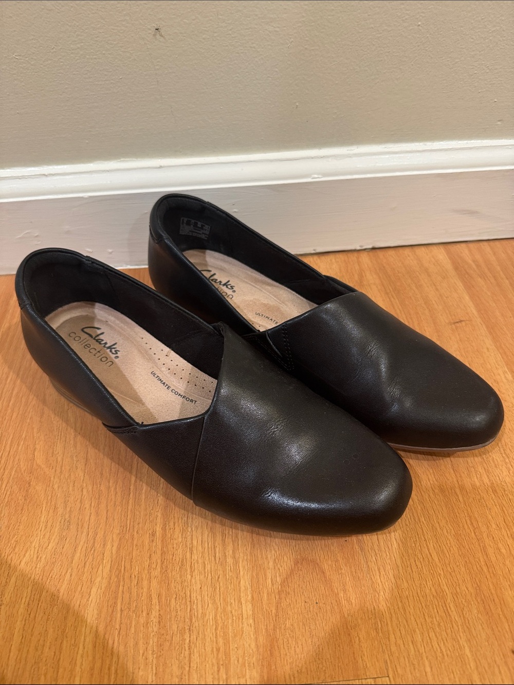 Clarks Black Leather Slip-On Loafers for Men